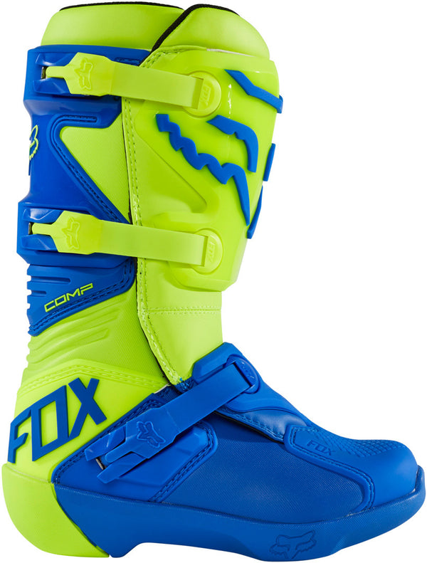 Fox 青少年款 骑行靴 Comp Youth Motocross Boots Yellow/Blue