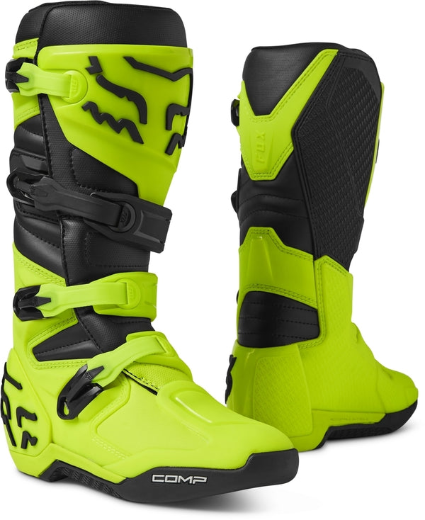 Fox 骑行靴 Comp Motocross Boots Black/Yellow Fluo