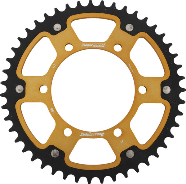 SUPERSPROX 链轮 REAR STEALTH SPROCKET ALU/STL 47T-520 GLD HON/KAW/YAM