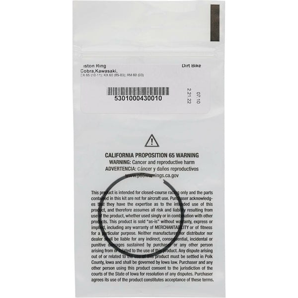 Vertex 活塞环 Suzuki/Kawasaki Piston Rings 42.95MM FOR Pistons Only