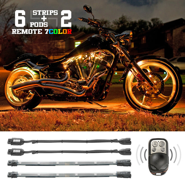 XK GLOW 照明 Multi-color Motorcycle LED Accent Light Kit w/Remote Key Fob