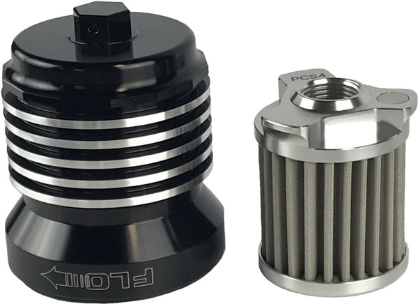 PCRACING 油滤 FLO REUSUABLE OIL FILTER 黑/POLISHED FINS