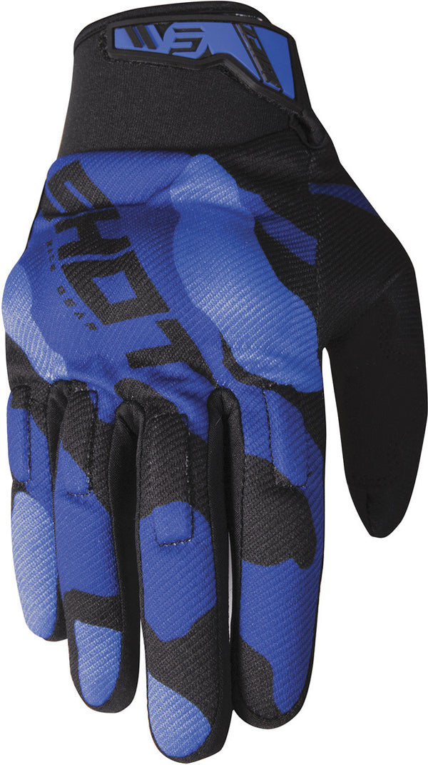 Shot Drift Camo Motocross Gloves Blue
