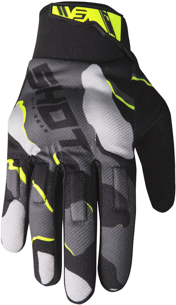Shot Drift Camo Motocross Gloves Neon Yellow