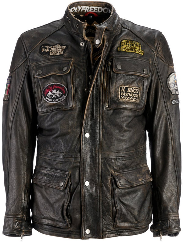 HolyFreedom Quattro Motorcycle Leather Jacket Black