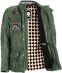 HolyFreedom Quattro Motorcycle Leather Jacket Military Green