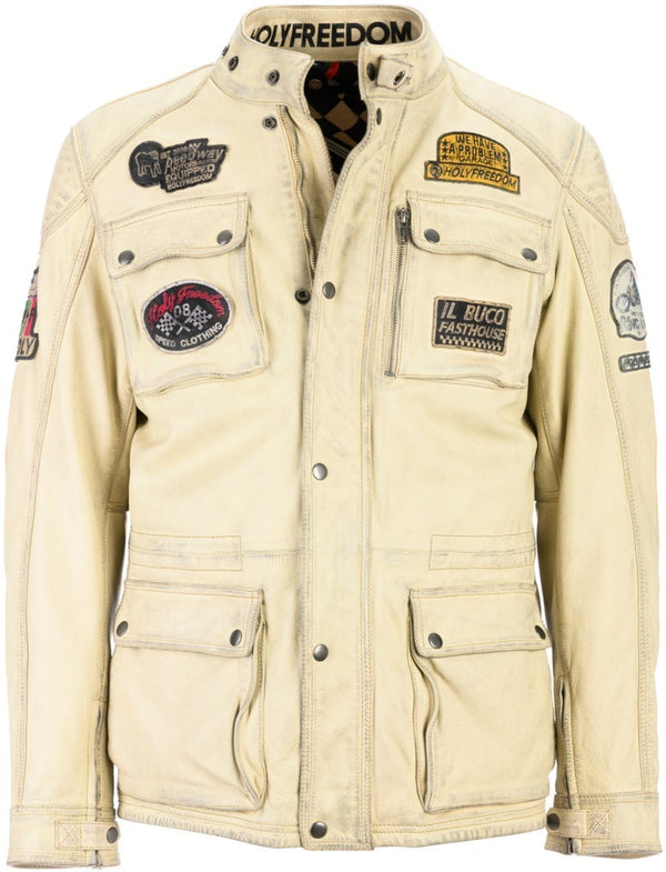 HolyFreedom Quattro Motorcycle Leather Jacket White