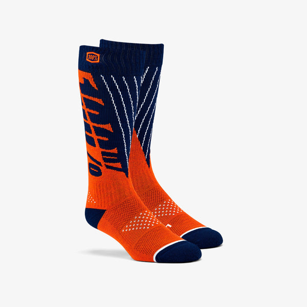 100% TORQUE Comfort Moto Socks Navy/Orange