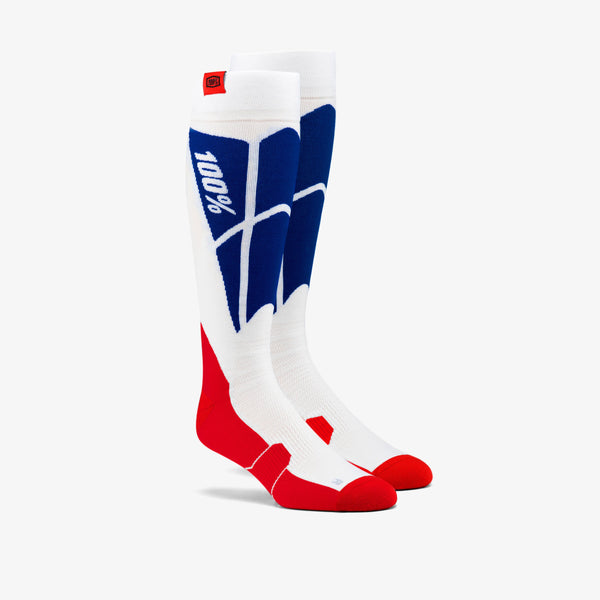 100% 骑行袜 HI SIDE Performance Moto Socks 白/蓝