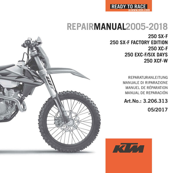 KTM 维修手册 DVD Repair/Service Manual 250 SX-F / XC-F / EXC-F / XCF-W 2005-2019