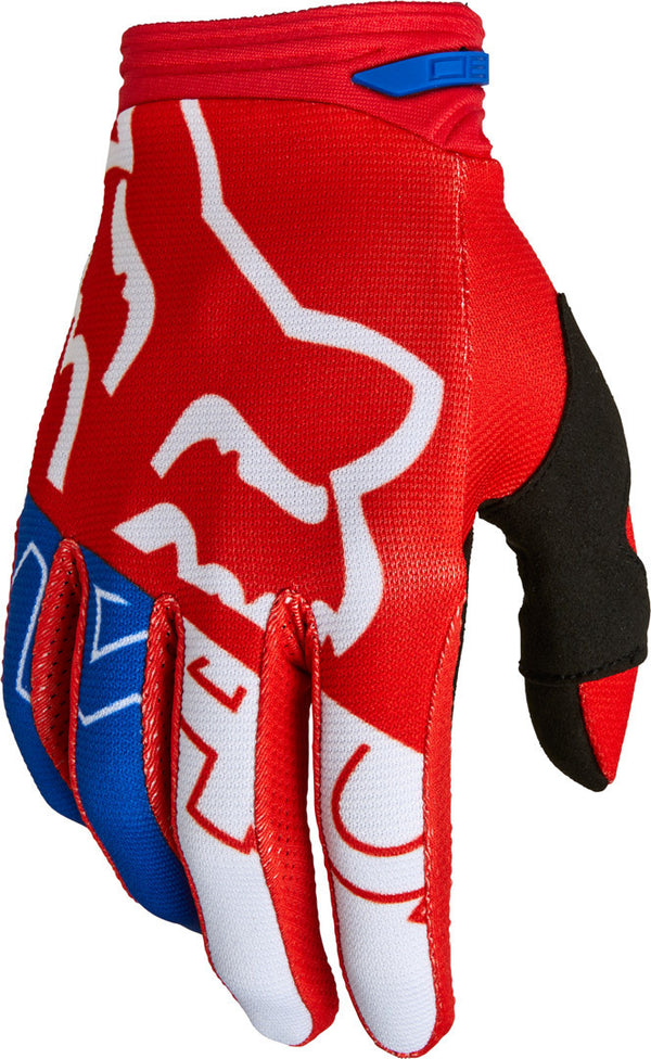 FOX 180 Skew Motocross Gloves White/Red/Blue