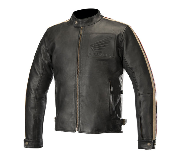 ALPINESTARS 骑行夹克 Honda Charlie Motorcycle Leather Jacket Black/Beige/Red