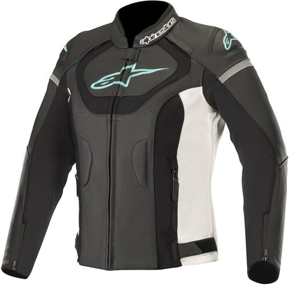 ALPINESTARS 骑行夹克 Stella Jaws V3 Ladies Motorcycle Leather Jacket Black/White/Green