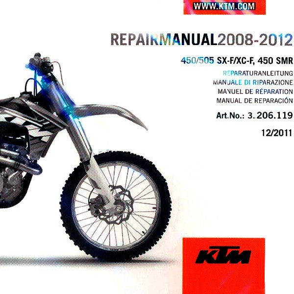 KTM 2007-2012 450 505 SX-F XC-F SMR Service Manual 3206119