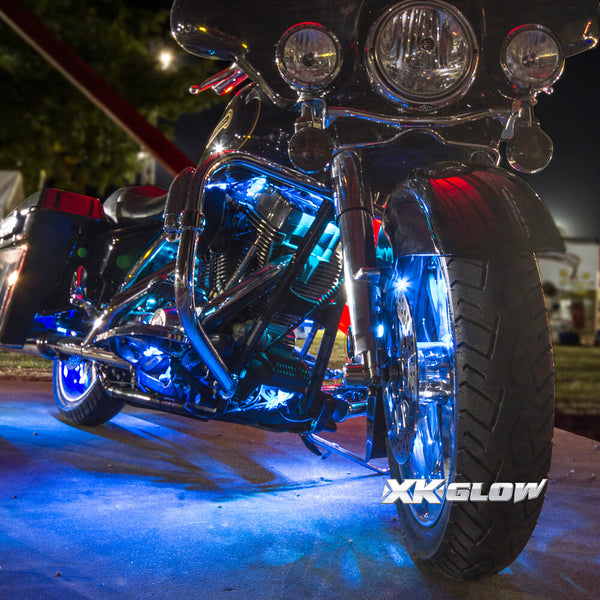 XK GLOW 照明 Multi-color Motorcycle LED Accent Light Kit w/Remote Key Fob