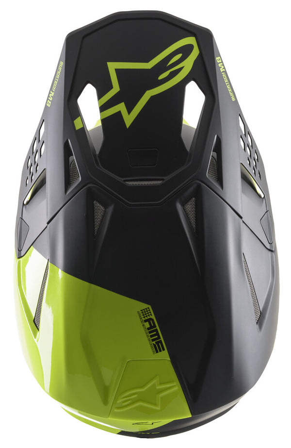 ALPINESTARS 头盔 Supertech M-8 Echo Helmet Black/Hi-Vis Yellow Matte & Gloss M-8