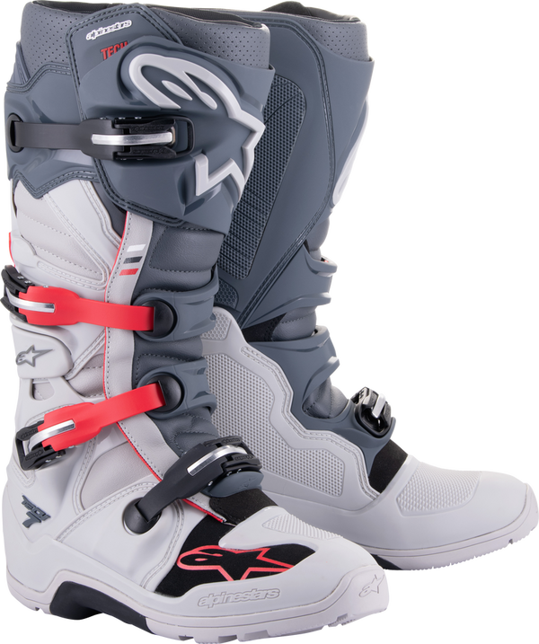 Alpinestars 骑行鞋 Tech 7 Enduro Boots Light Grey/Dark Grey/Bright Red