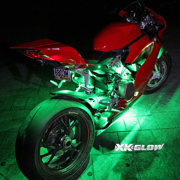 XK GLOW 照明 Multi-color Motorcycle LED Accent Light Kit w/Remote Key Fob