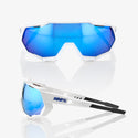 100% 运动眼镜 100% Speedtrap - 哑光 白 - Hiper 蓝 Multilayer Mirror Lens