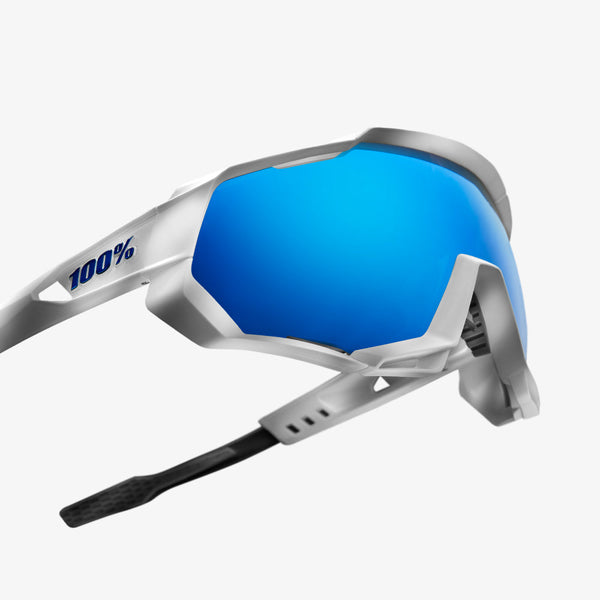 100% 运动眼镜 100% Speedtrap - 哑光 白 - Hiper 蓝 Multilayer Mirror Lens
