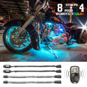 XK GLOW 照明 Multi-color Motorcycle LED Accent Light Kit w/Remote Key Fob
