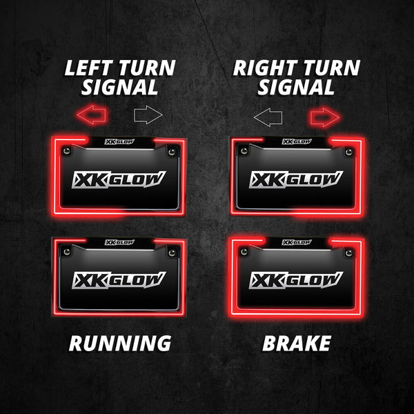 XK GLOW 照明 Motorcycle LED License Plate Frame w/Running Turn & Brake