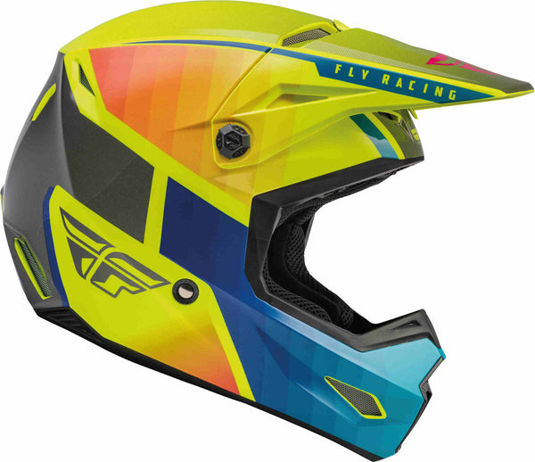 FLY RACING 头盔 Kinetic Drift Youth Motocross Helmet Blue/Yellow