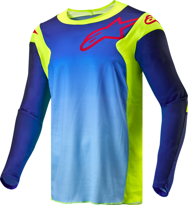 Alpinestars 骑行衣 Racer Hoen Jersey Men's Fluorescent Yellow/Blue/Night Navy