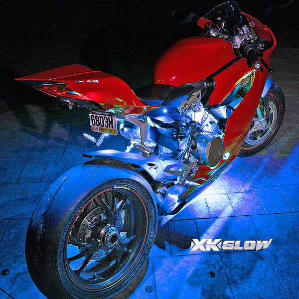 XK GLOW 照明 Multi-color Motorcycle LED Accent Light Kit w/Remote Key Fob