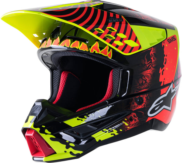 ALPINESTARS 头盔 S-M5 Solar Flare Motocross Helmet Black/Red/Yellow