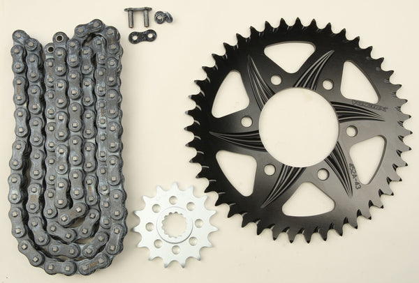 VORTEX 链轮/链条套件 STL/ALU 15/43T 黑 SX3 520-112L BLK