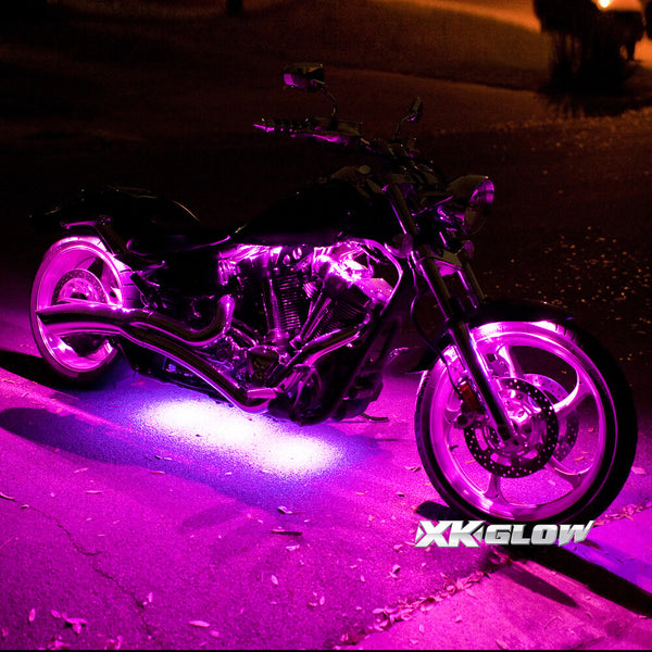 XK GLOW 照明 Multi-color Motorcycle LED Accent Light Kit w/Remote Key Fob