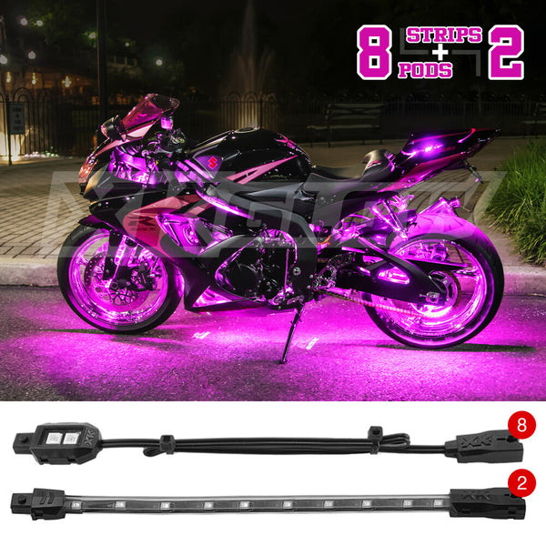XK GLOW 照明 Single Color Motorcycle LED Accent Light Strip Kit