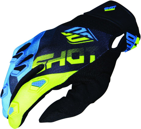Shot Devo Ultimate Motocross Gloves Blue/Fluo Yellow