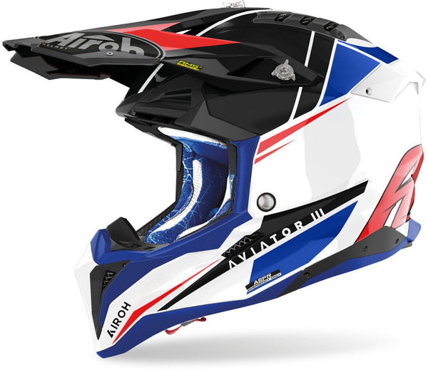 AIROH 头盔 Aviator 3 Push Motocross Helmet Blue/Red