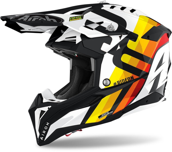 Airoh Aviator 3 Rainbow Carbon Motocross Helmet White