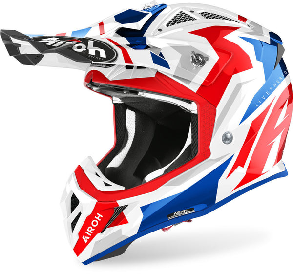 Airoh Aviator ACE Swoop Motocross Helmet Red/Blue