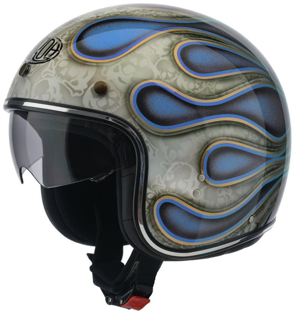AIROH 头盔 Riot Flame Glitter Jet Helmet Blue