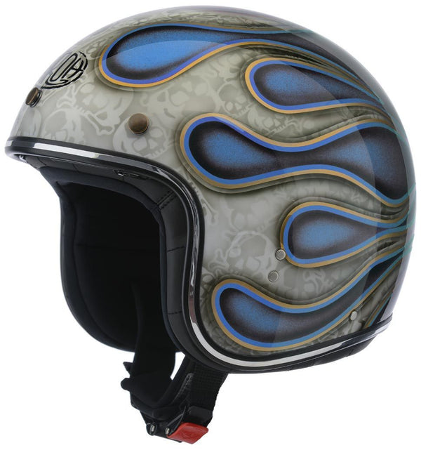 AIROH 头盔 Riot Flame Glitter Jet Helmet Blue