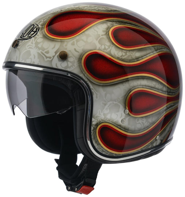 AIROH 头盔 Riot Flame Glitter Jet Helmet Red