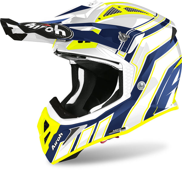 Airoh Aviator ACE Art Motocross Helmet Blue/Yellow