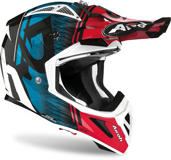 Airoh Aviator ACE Motocross Helmet Red/Blue