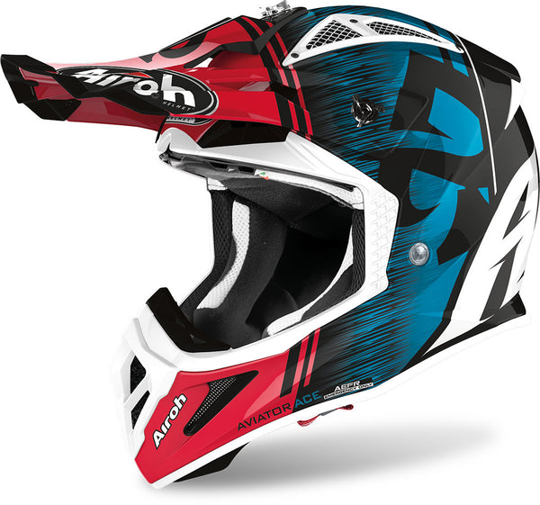 Airoh Aviator ACE Motocross Helmet Red/Blue