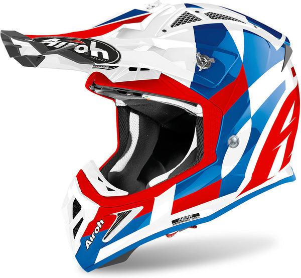 Airoh Aviator ACE Trick Motocross Helmet White/Red/Blue