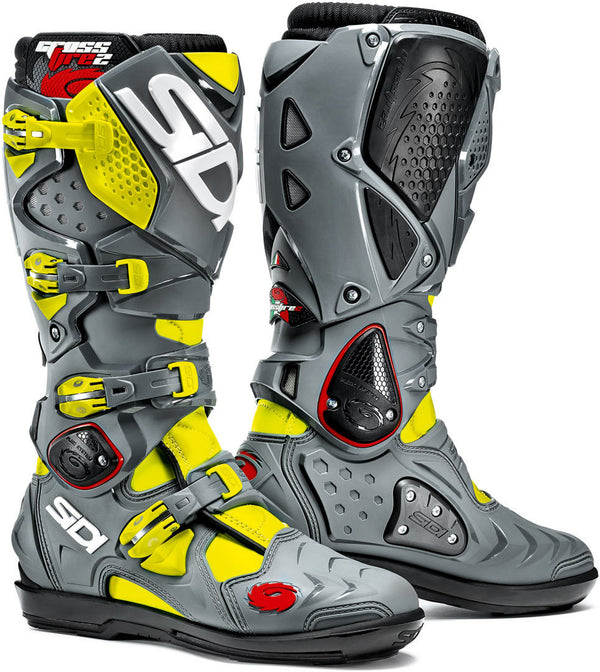 Sidi Crossfire 2 SRS Motocross Boots Grey/Yellow