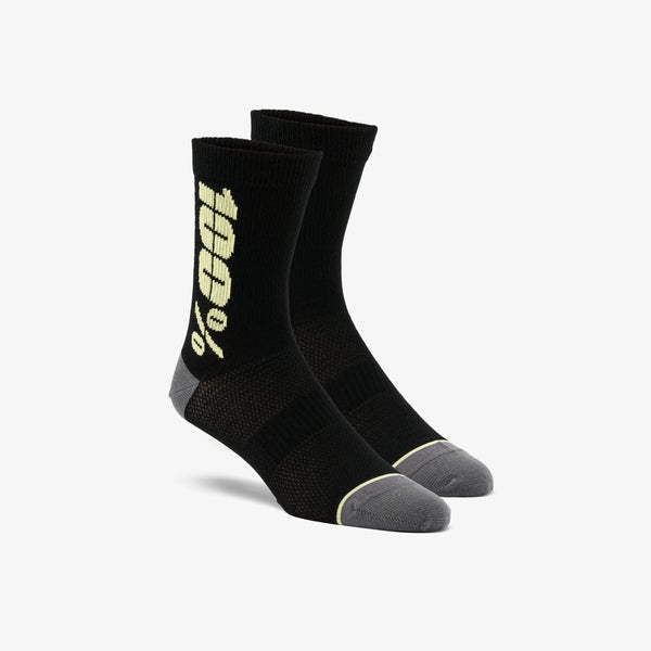 100% 骑行袜 RYTHYM Merino MTB Socks 黑/黄