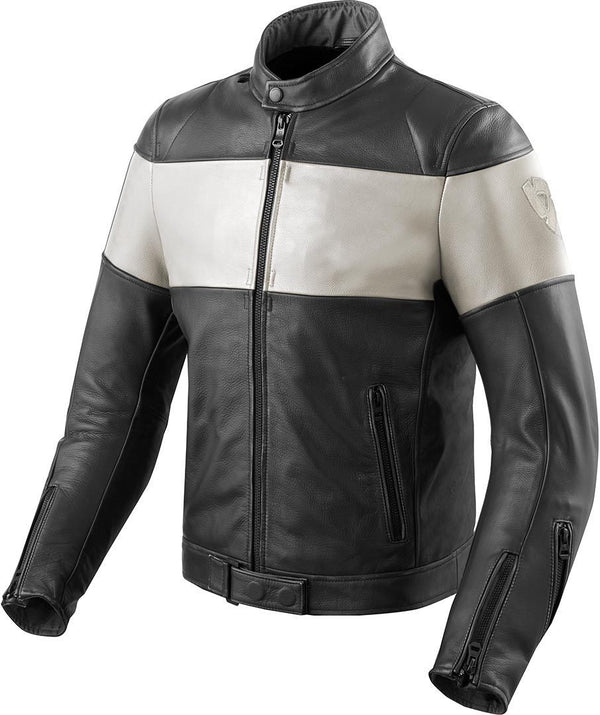 REVIT 骑行夹克 Nova Vintage Motorcycle Leather Jacket Black/White