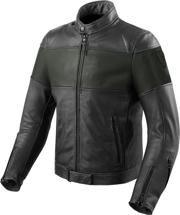 REVIT 骑行夹克 Nova Vintage Motorcycle Leather Jacket Black/Green