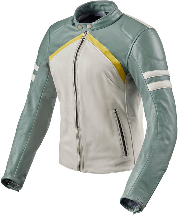 REVIT 骑行夹克 Meridian Ladies Motorcycle Leather Jacket White/Green