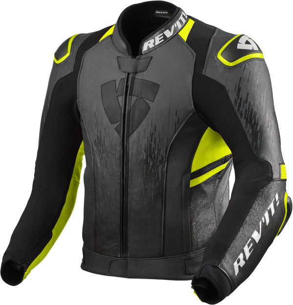 REVIT 骑行夹克 Quantum 2 Motorcycle Leather Jacket Dark Grey/Black/Fluo Yellow
